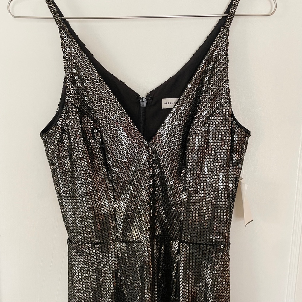 ✨NWT✨ DRESS THE POPULATION Harper Plunging Sequin Mermaid Gown Gold/Black - Picture 8 of 12